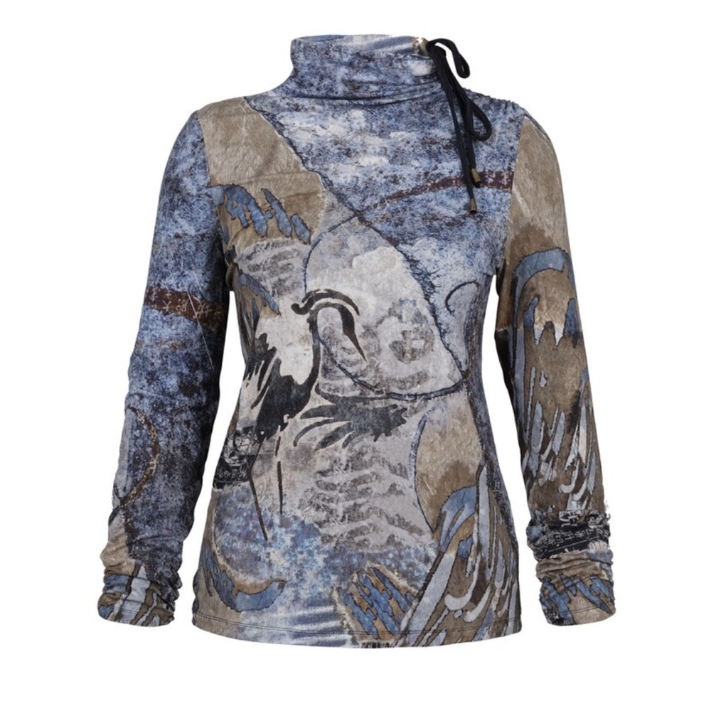 NWT:  Simply Art Dolcezza: Wax On Tied Neck Art Top